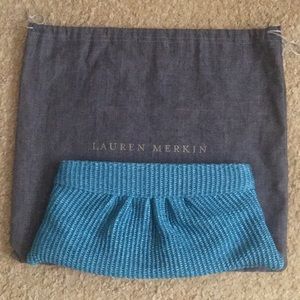Lauren Merkin turquoise summer clutch w/ dust bag